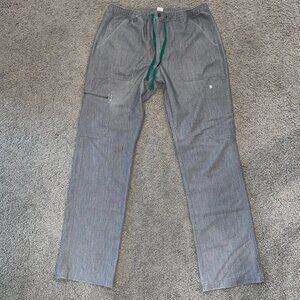 FIGS CAIRO Scrubs Pants - Men's Front Zip Drawstring Waist - 9 Pockets -Gray- L